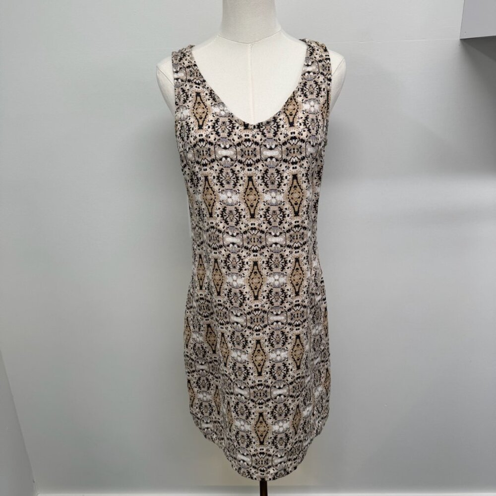 NWOT Cynthia Rowley Beige Black Gold Patterned Sleeveless Sheath Dress – Size 4